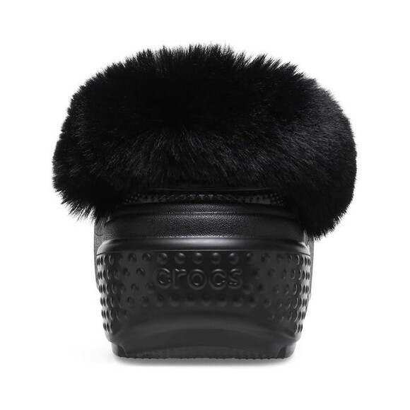 Crocs Stomp Lined Classic Clog Fuzzy Lined Slides Unisex Black Sz 38/7 NEW - Picture 4 of 6